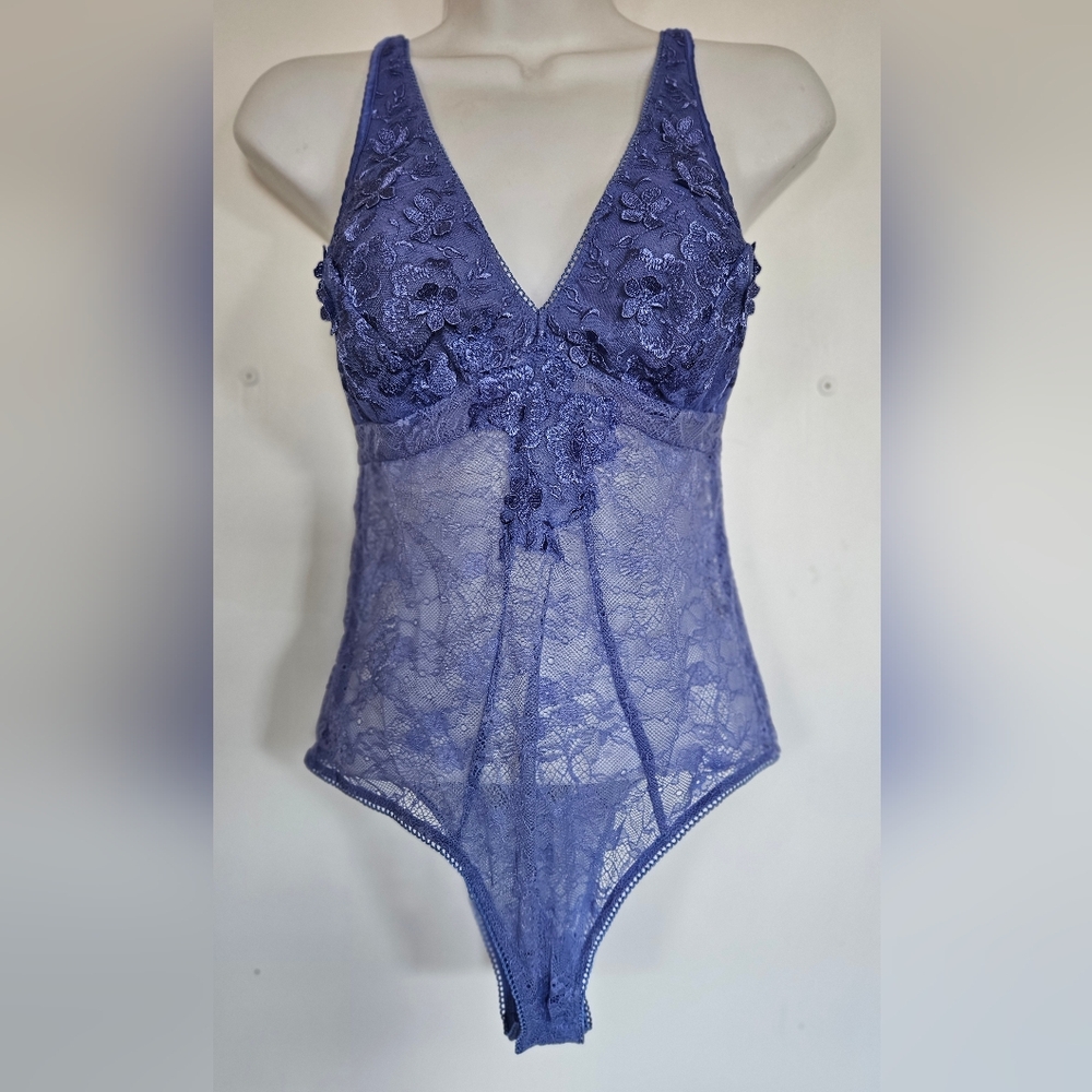 Beautiful SOMA Midnight Lilac Purple Lace Chemise One-Piece Size S